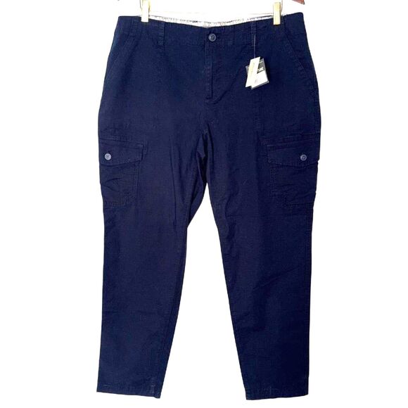 Eddie Bauer NWT Soft Cotton Rip-Stop Cargo Ankle Pants in Navy size 16 - Picture 2 of 9